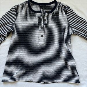 Banana Republic navy and white striped long sleeve shirt